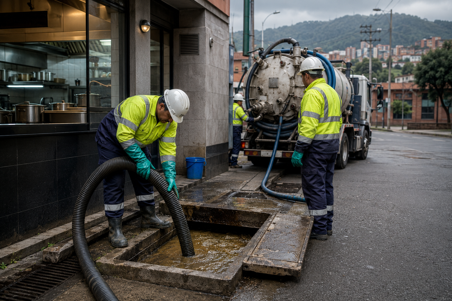 Limpieza de trampas de grasa en restaurantes e industria